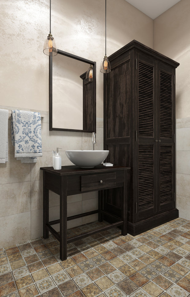 Фотография: Ванная в стиле Прованс и Кантри, Дом, Проект недели, Дом и дача, мансарда в загородном доме, Пермь, Юлия Чурина, необычный камин, декоративные балки – фото на INMYROOM