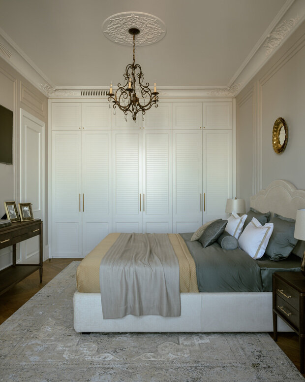 Фотография: Спальня в стиле Классический, Современный, Эклектика, Квартира, Проект дня, Монолитный дом, 4 и больше, Более 90 метров, современный с элементами классики и роскоши, Тата Шушнина – фото на INMYROOM