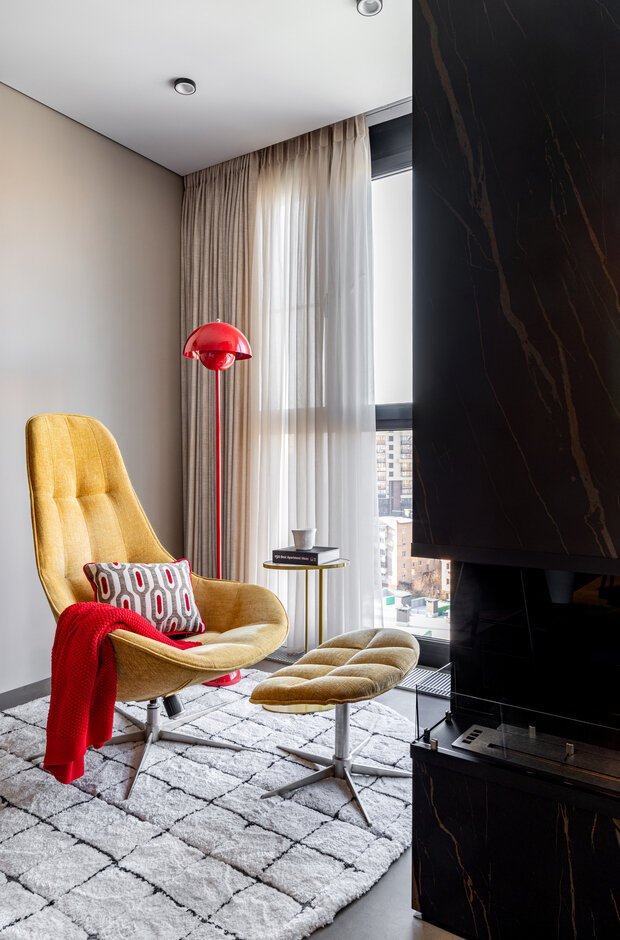 Фотография: Гостиная в стиле Современный, Квартира, Проект дня, 2 комнаты, 40-60 метров, ЖК «Пятницкие кварталы» – фото на INMYROOM