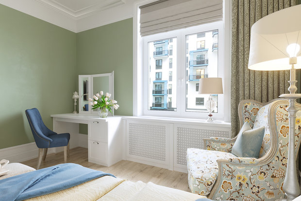 Фотография: Спальня в стиле Прованс и Кантри, Современный, Квартира, Проект дня, Санкт-Петербург, Монолитный дом, 3 комнаты, Более 90 метров, Эльжбета Чегарова – фото на INMYROOM
