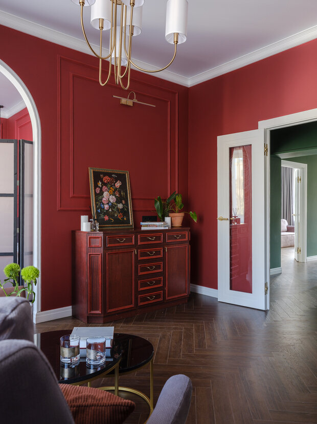 Фотография: Гостиная в стиле Классический, Современный, Квартира, Проект дня, Сталинка, Кирпичный дом, 4 и больше, 60-90 метров, Санкт-Петербруг – фото на INMYROOM