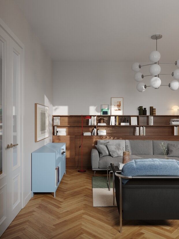 Фотография: Гостиная в стиле Классический, Современный, Эклектика, Квартира, Проект недели, Москва, 4 и больше, Более 90 метров, DSGN HUB, Винтажный – фото на INMYROOM