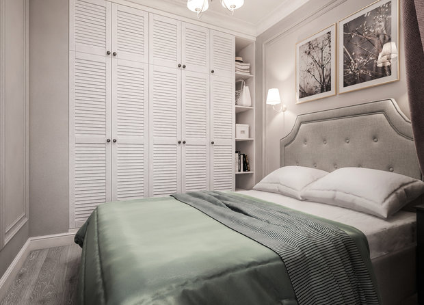 Фотография: Спальня в стиле Прованс и Кантри, Квартира, Проект недели, Москва, Сталинка, Кирпичный дом, 1 комната, 2 комнаты, до 40 метров, Анна Лубкова – фото на INMYROOM
