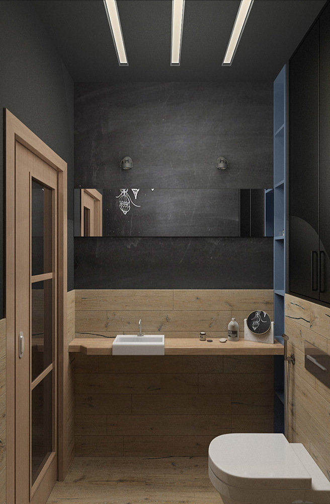 Фотография: Ванная в стиле Лофт, Современный, Квартира, Студия, Проект недели, Дмитровский район, Евгения Ермолаева, EEDS, 40-60 метров, Монолитно-кирпичный, ЖК «Пятиречье» – фото на INMYROOM