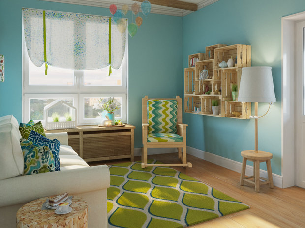 Фотография: Детская в стиле Прованс и Кантри, Квартира, Планировки, Аксессуары, Декор, Мебель и свет, Белый, Проект дня, Зеленый, Синий, Голубой, ИКЕА, Московская область, Студия 3.14, Надежда Каппер, 3 комнаты, 60-90 метров, Монолитно-кирпичный, Сантехника, Люберцы – фото на INMYROOM