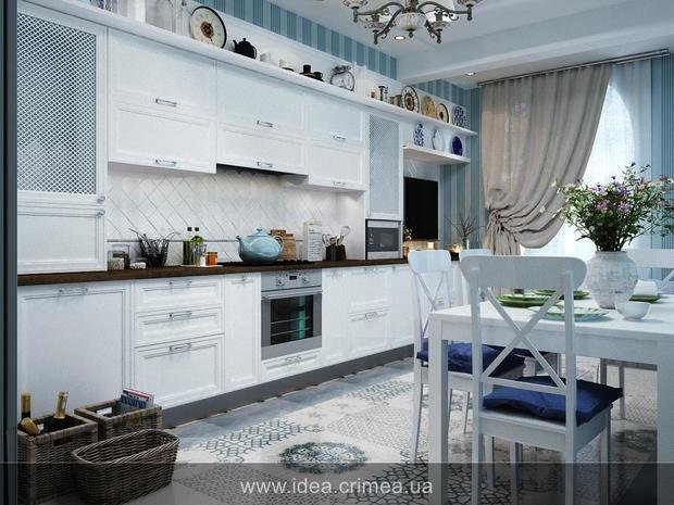 Фото из портфолио Классическая кухня в бело-голуюых тонах – фотографии дизайна интерьеров на INMYROOM