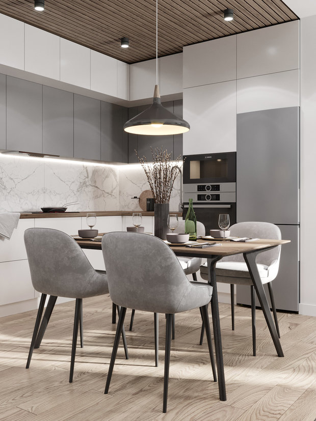 Фото из портфолио Кухня-гостиная 22,6 кв.м. – фотографии дизайна интерьеров на INMYROOM