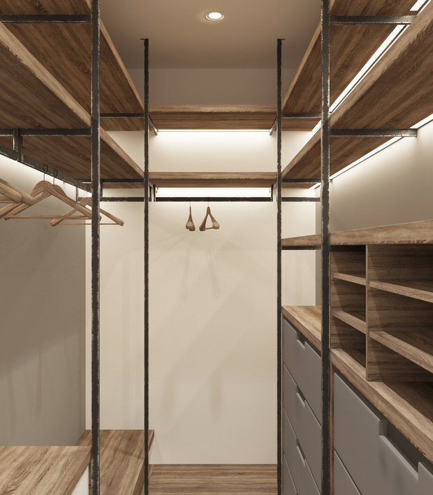 Фотография: Гардеробная в стиле Современный, Квартира, Студия, Проект недели, Новая Москва, Евгения Матвеенко, FlatsDesign, Монолитный дом, 40-60 метров, ЖК «Рассказово» – фото на INMYROOM