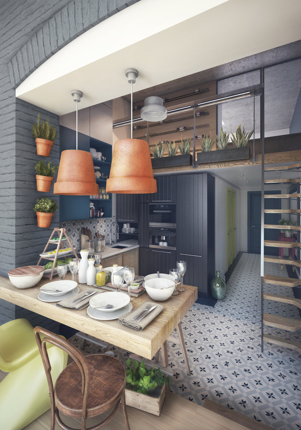 Фотография: Кухня и столовая в стиле Лофт, Квартира, Проект недели, Москва, ToTaste Studio, Монолитный дом, 4 и больше, 60-90 метров, ЖК «Соколиный форт» – фото на INMYROOM