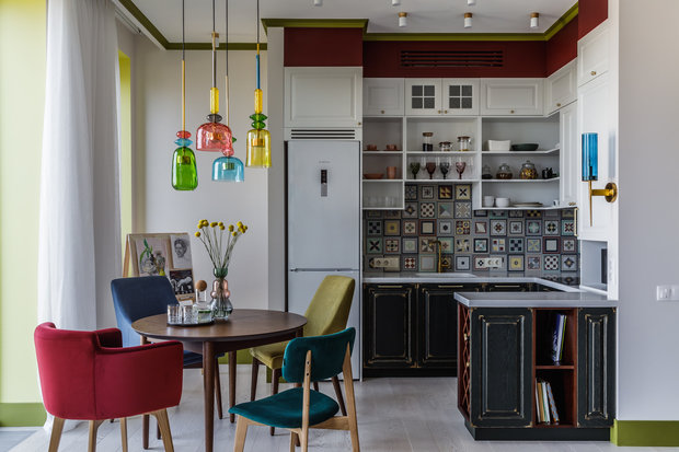 Фотография: Кухня и столовая в стиле Современный, Эклектика, Квартира, Проект дня, Москва, 3 комнаты, 60-90 метров, Анастасия Струве – фото на INMYROOM