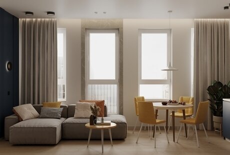 Яркая квартира в Пушкино (Кухня-гостиная)