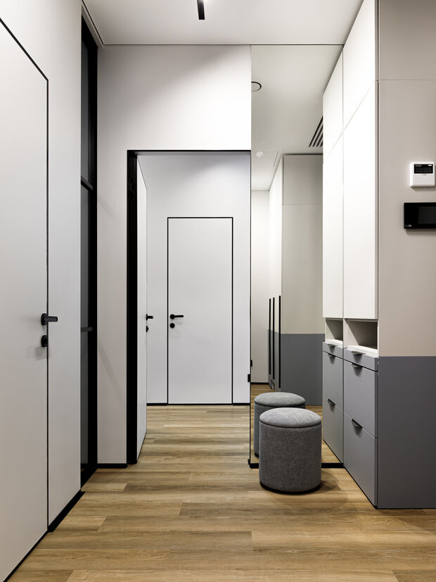 Фотография: Прихожая в стиле Современный, Квартира, Проект дня, Москва, Монолитный дом, 2 комнаты, 40-60 метров, Анна Водянова, Екатерина Абдуллина – фото на INMYROOM