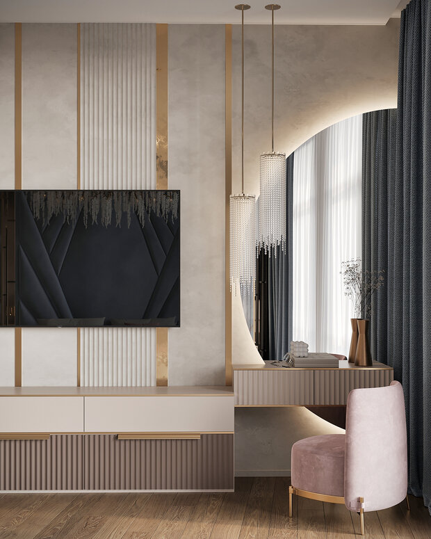 Фото из портфолио Дизайн интерьера квартиры в ЖК «Champine (Шампайн)» в стиле современная классика – фотографии дизайна интерьеров на INMYROOM