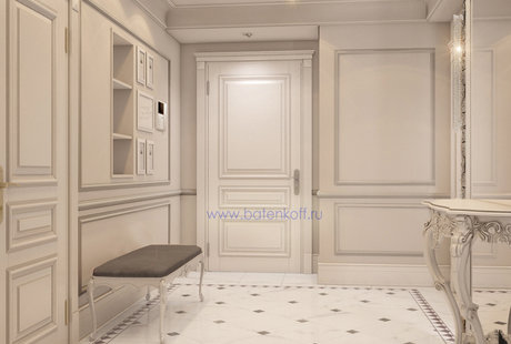 Москва. Дизайн проект прихожей в квартире в современной классике