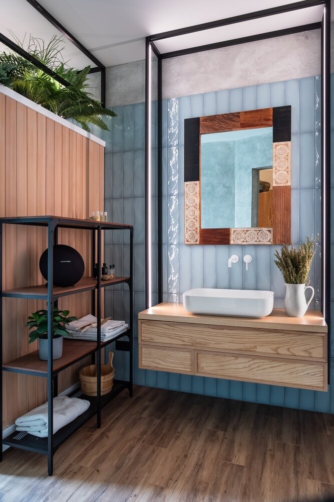 Фотография: Ванная в стиле Современный, Эклектика, Эко, Проект недели, Дом и дача, Кирпичный дом, Более 90 метров – фото на INMYROOM