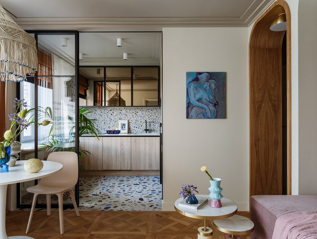 Фотография: Кухня и столовая в стиле Современный, Квартира, Проект недели, Санкт-Петербург, 3 комнаты, 40-60 метров, Петербург Дизайн, Анна Акшевская – фото на INMYROOM