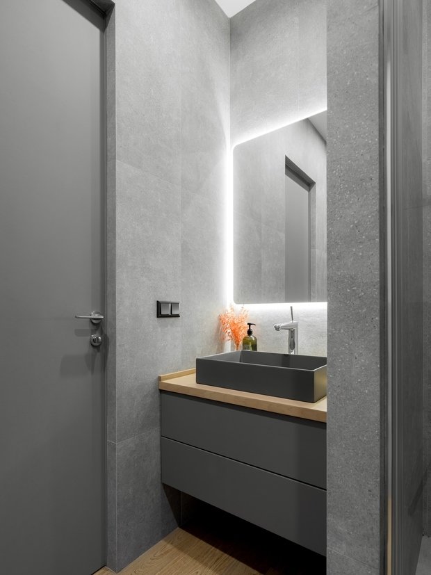 Фотография: Ванная в стиле Современный, Минимализм, Квартира, Проект недели, Москва, 2 комнаты, 40-60 метров, 60-90 метров, Ксения Елисеева – фото на INMYROOM