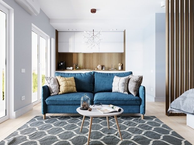 Фотография: Гостиная в стиле Скандинавский, Современный, Студия, Проект недели, Беларусь, Минск, до 40 метров, Монолитно-кирпичный, Protena – фото на INMYROOM