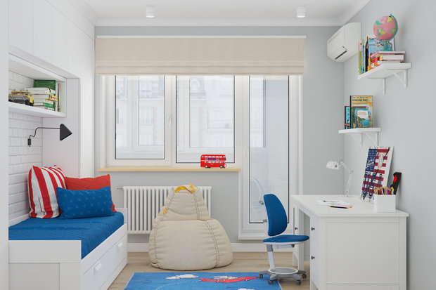 Фотография: Детская в стиле Скандинавский, Современный, Квартира, Проект дня, Москва, Geometrium, П-44, Панельный дом, 3 комнаты, 60-90 метров – фото на INMYROOM