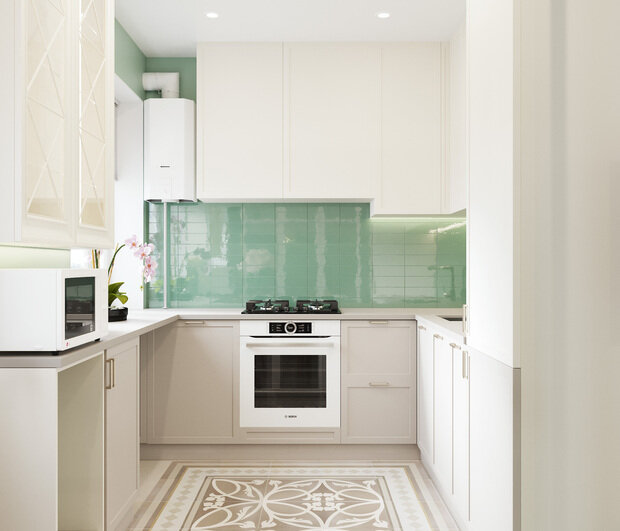 Фотография: Кухня и столовая в стиле Классический, Современный, Квартира, Проект недели, Москва, Хрущевка, Кирпичный дом, 3 комнаты, 40-60 метров, Ольга Пушкарева – фото на INMYROOM