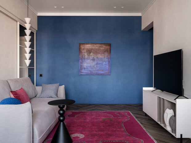 Фотография: Гостиная в стиле Современный, Эклектика, Квартира, Проект дня, Москва, Сталинка, Кирпичный дом, 3 комнаты, 60-90 метров, Мари Гри – фото на INMYROOM