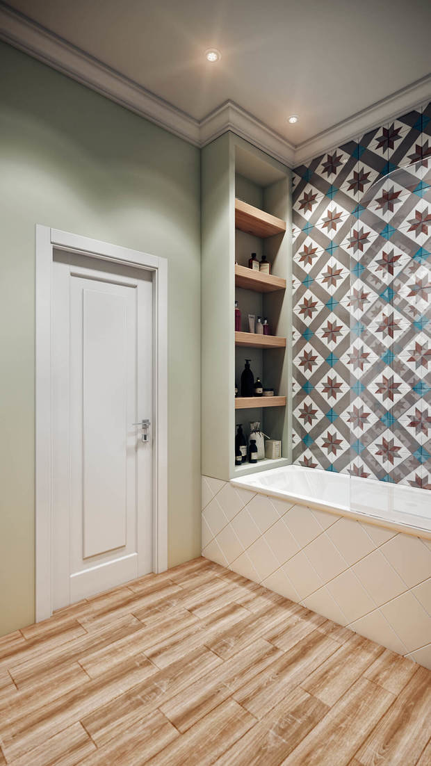 Фотография: Ванная в стиле Эклектика, Современный, Квартира, Планировки, Проект недели, Желтый, Синий, Бирюзовый, Химки, Co:Interior, Ирина Цинкер, Полина Старчикова – фото на INMYROOM