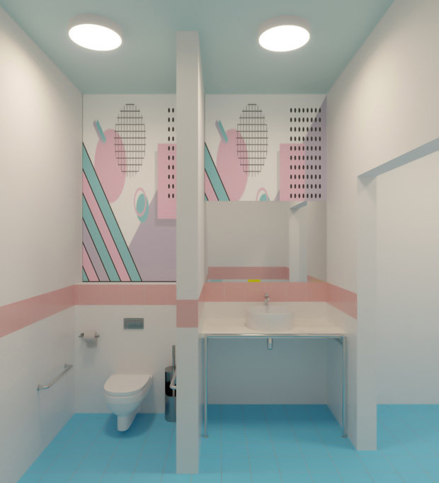 Визуализация интерьера ванной комнаты в современном стиле