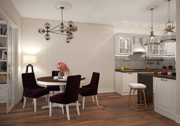 Фотография: Кухня и столовая в стиле Прованс и Кантри, Лофт, Современный, Квартира, Проект недели, Москва, Студия 3.14, Тимур Абдрахманов, Ирина Леготкина, новостройка, Монолитный дом, 3 комнаты, 60-90 метров – фото на INMYROOM