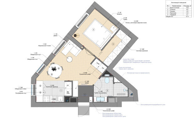 Фотография: Планировки в стиле , Скандинавский, Малогабаритная квартира, Квартира, Проект дня, Москва, 2 комнаты, до 40 метров, Александра Лаврова – фото на INMYROOM