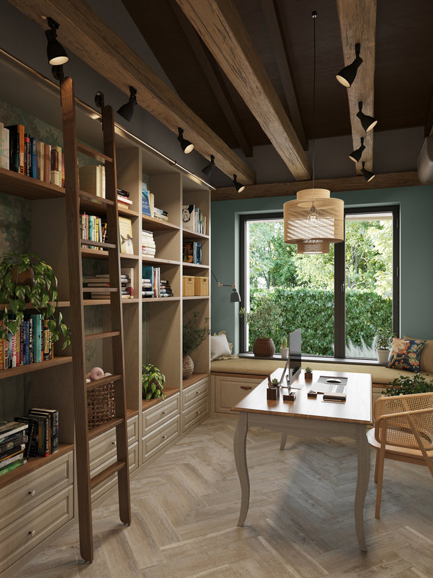 Фотография: Кабинет в стиле Прованс и Кантри, Дом, Проект дня, Дом и дача, 3 комнаты, Более 90 метров, Астраханская область, Николай Рогожников, Антон Сорокин – фото на INMYROOM