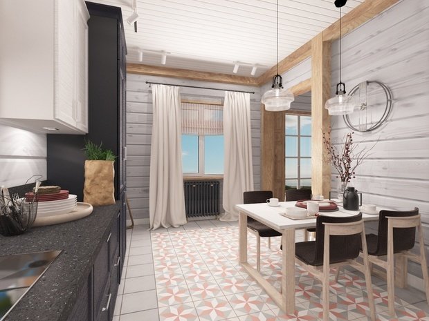 Фото из портфолио Дизайн интерьера коттеджа из бруса в Новосибирске – фотографии дизайна интерьеров на INMYROOM