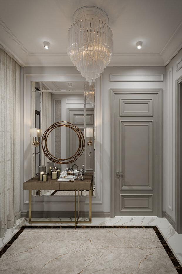 Визуализация интерьера ванной комнаты в классическом стиле