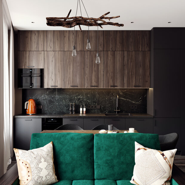 Фотография: Кухня и столовая в стиле Современный, Малогабаритная квартира, Квартира, Проект дня, Москва, 2 комнаты, 40-60 метров, Екатерина Быковская – фото на INMYROOM