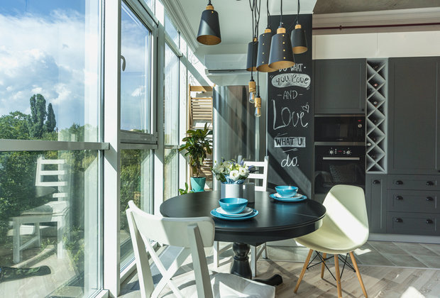 Фотография: Кухня и столовая в стиле Скандинавский, Современный, Квартира, Проект недели, Бирюзовый, 1 комната, 40-60 метров, Симферополь, Татьяна Петрова – фото на INMYROOM