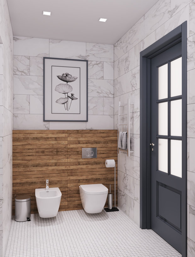 Визуализация интерьера ванной комнаты в современном стиле