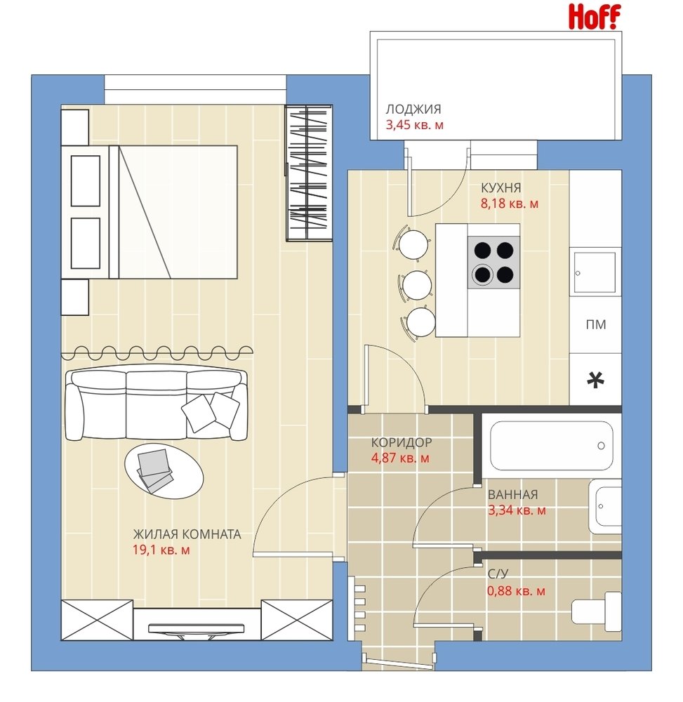 Фотография: в стиле , Квартира, HOFF, Перепланировка, HOFF, П-43, Анастасия Киселева, Панельный дом, 1 комната, до 40 метров – фото на INMYROOM Фотография: в стиле , Квартира, HOFF, Перепланировка, HOFF, П-43, Анастасия Киселева, Панельный дом, 1 комната, до 40 метров – фото на INMYROOM