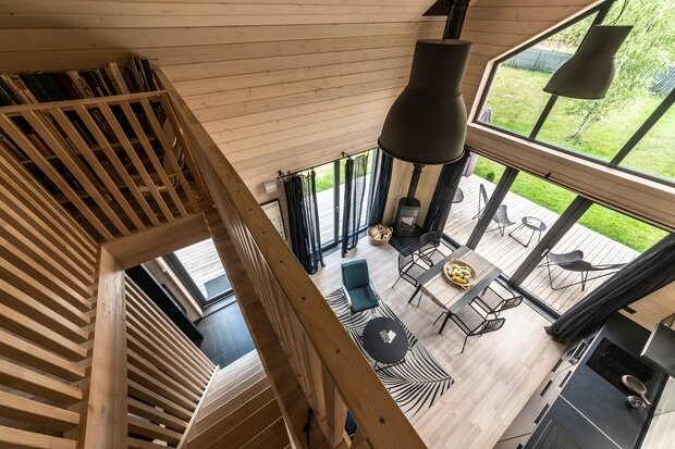 Фотография: Гостиная в стиле Современный, Проект дня, Дача, Дом и дача, Московская область, Михаил Новинский, 3 комнаты, 40-60 метров, 60-90 метров, скандинавский с элементами минимализма – фото на INMYROOM