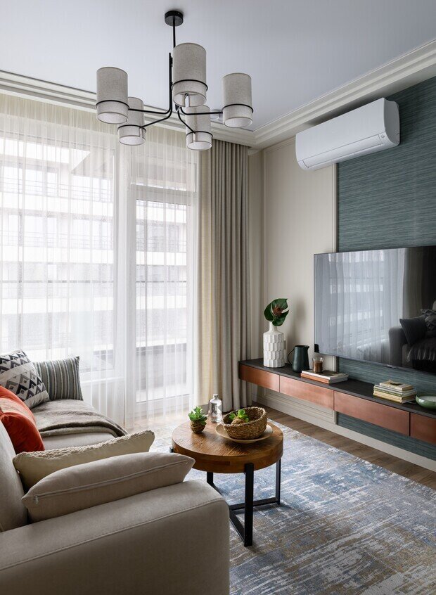 Фотография: Гостиная в стиле Современный, Проект дня, Новосибирск, 4 и больше, Более 90 метров, Эксклюзивные проекты, Полина Степанова, эклектичный с элементами этники и современного дизайна – фото на INMYROOM