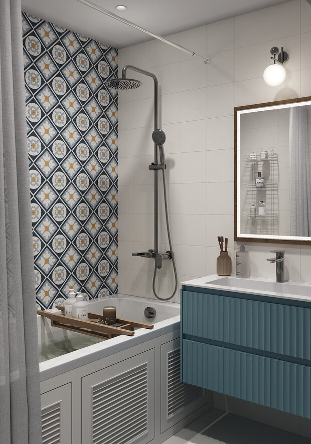 Фотография: Ванная в стиле Современный, Эклектика, Квартира, Проект дня, Москва, Ирина Собыленская, П-44, Панельный дом, 2 комнаты, 40-60 метров, Винтажный – фото на INMYROOM